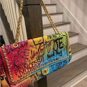 Colorful Graffiti Chain Shoulder Bag
